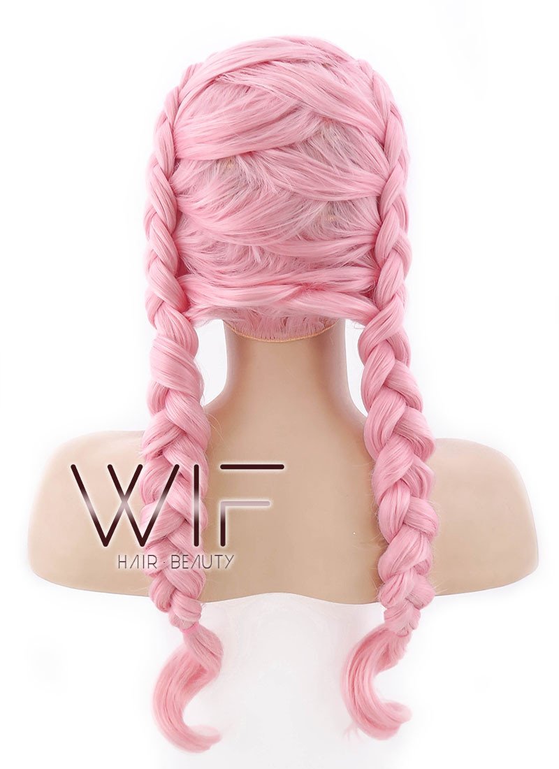 24" Pink Dutch Braid Lace Front Synthetic Wig LF2010