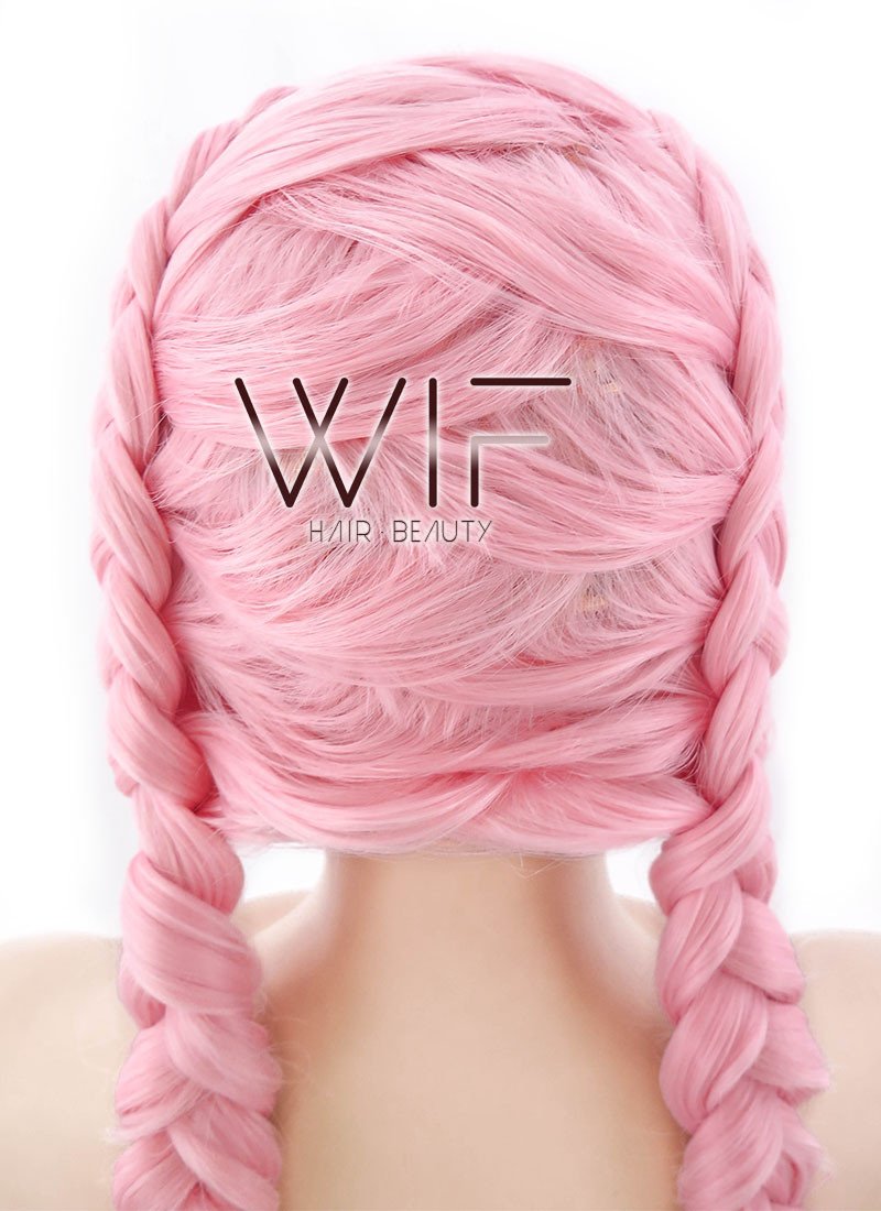 24" Pink Dutch Braid Lace Front Synthetic Wig LF2010