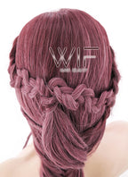 26" Two Tone Pinkish Red Fishtail Braid Lace Front Synthetic Wig LF2011
