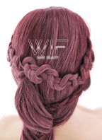 26" Two Tone Pinkish Red Fishtail Braid Lace Front Synthetic Wig LF2011