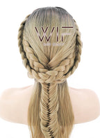 24" Blonde With Dark Roots Braided Lace Front Synthetic Wig LF2012