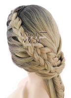 24" Blonde With Dark Roots Braided Lace Front Synthetic Wig LF2012