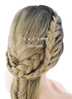 24" Blonde With Dark Roots Braided Lace Front Synthetic Wig LF2012
