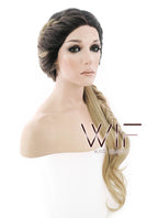 24" Blonde With Dark Roots Braided Lace Front Synthetic Wig LF2012