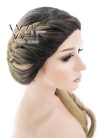 24" Blonde With Dark Roots Braided Lace Front Synthetic Wig LF2012