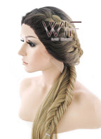24" Blonde With Dark Roots Braided Lace Front Synthetic Wig LF2012