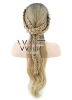 24" Blonde With Dark Roots Braided Lace Front Synthetic Wig LF2012
