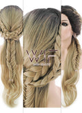 24" Blonde With Dark Roots Braided Lace Front Synthetic Wig LF2012