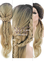 24" Blonde With Dark Roots Braided Lace Front Synthetic Wig LF2012