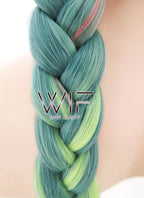 28" Purple Green Ombre With Dark Roots Dutch Braid Lace Front Synthetic Wig LF2013