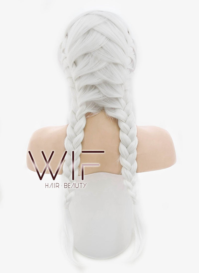 24" White French Braid Lace Front Synthetic Wig LF2014