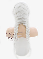 24" White French Braid Lace Front Synthetic Wig LF2014