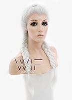 24" White French Braid Lace Front Synthetic Wig LF2014