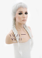 24" White French Braid Lace Front Synthetic Wig LF2014