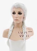 24" White French Braid Lace Front Synthetic Wig LF2014