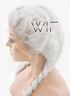 24" White French Braid Lace Front Synthetic Wig LF2014