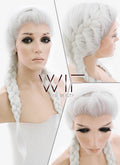 24" White French Braid Lace Front Synthetic Wig LF2014