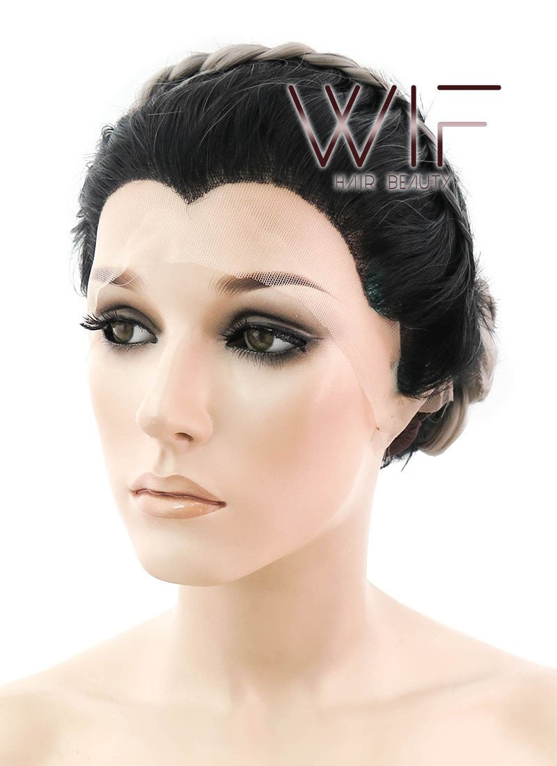 26" Long Curly Light Pink Purple Blue Mix Pastel Ombre Braided Lace Front Synthetic Hair Wig LF2020