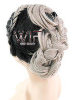 26" Long Curly Light Pink Purple Blue Mix Pastel Ombre Braided Lace Front Synthetic Hair Wig LF2020