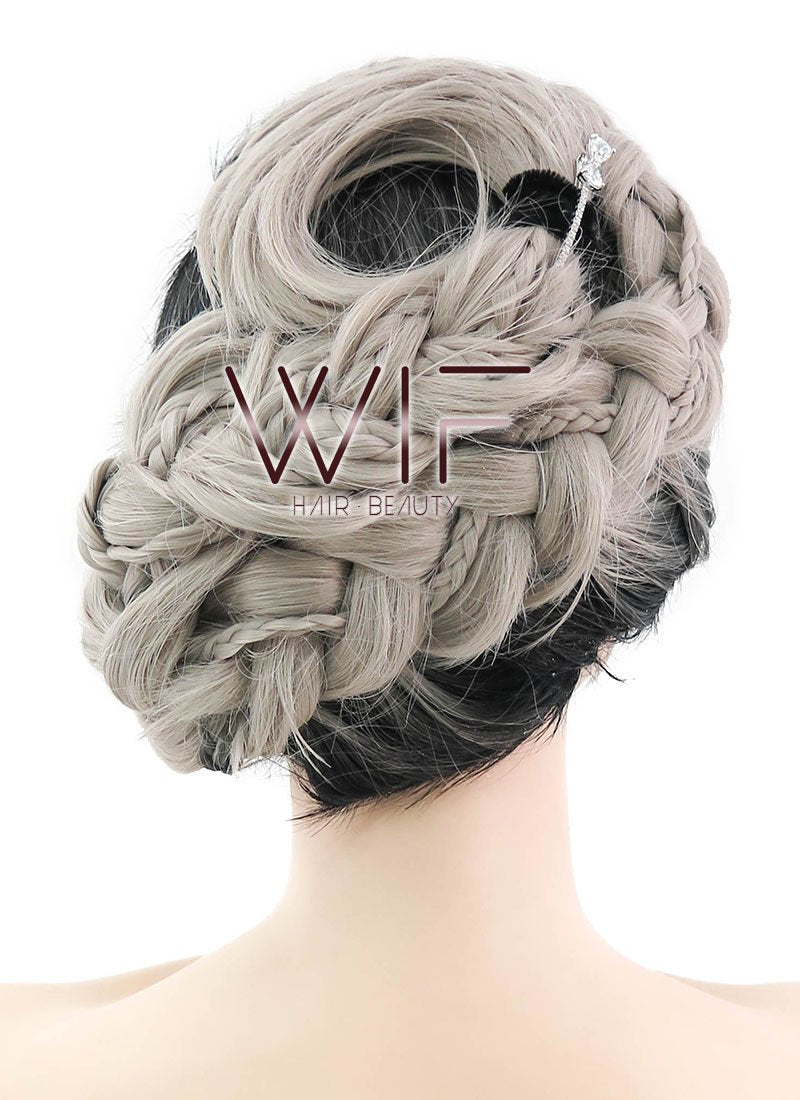 26" Long Curly Light Pink Purple Blue Mix Pastel Ombre Braided Lace Front Synthetic Hair Wig LF2020