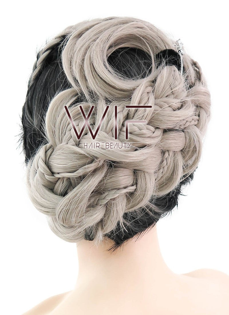 26" Long Curly Light Pink Purple Blue Mix Pastel Ombre Braided Lace Front Synthetic Hair Wig LF2020