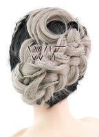 26" Long Curly Light Pink Purple Blue Mix Pastel Ombre Braided Lace Front Synthetic Hair Wig LF2020
