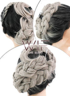 24" Ash Grey With Dark Roots Braided Lace Front Synthetic Wig LF2020