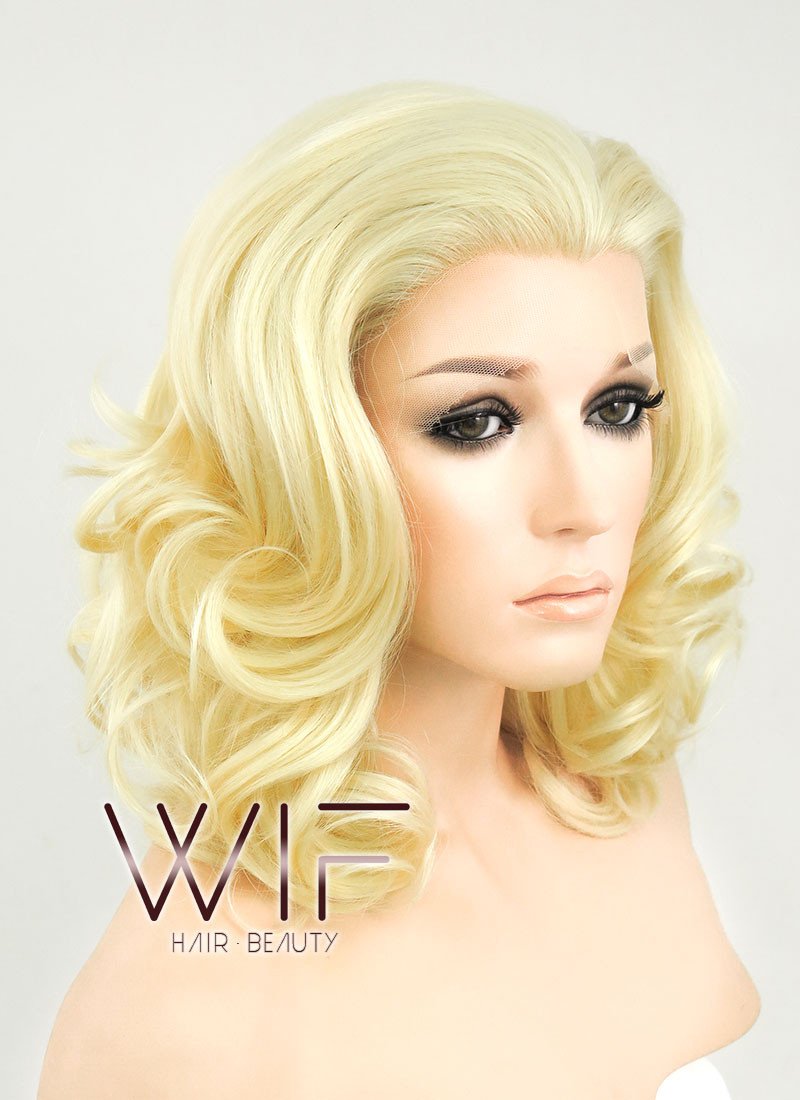 16" Wavy Golden Blonde Lace Front Synthetic Wig LF206