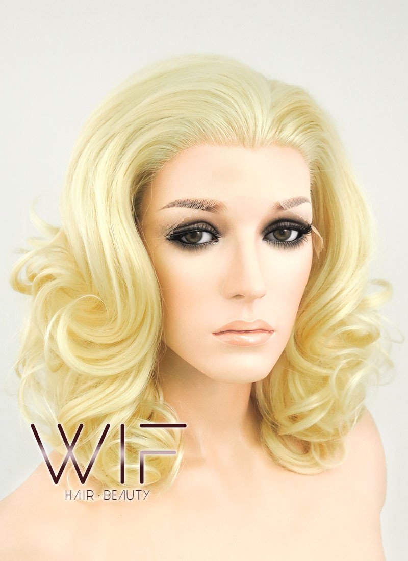 16" Wavy Golden Blonde Lace Front Synthetic Wig LF206