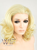 16" Wavy Golden Blonde Lace Front Synthetic Wig LF206
