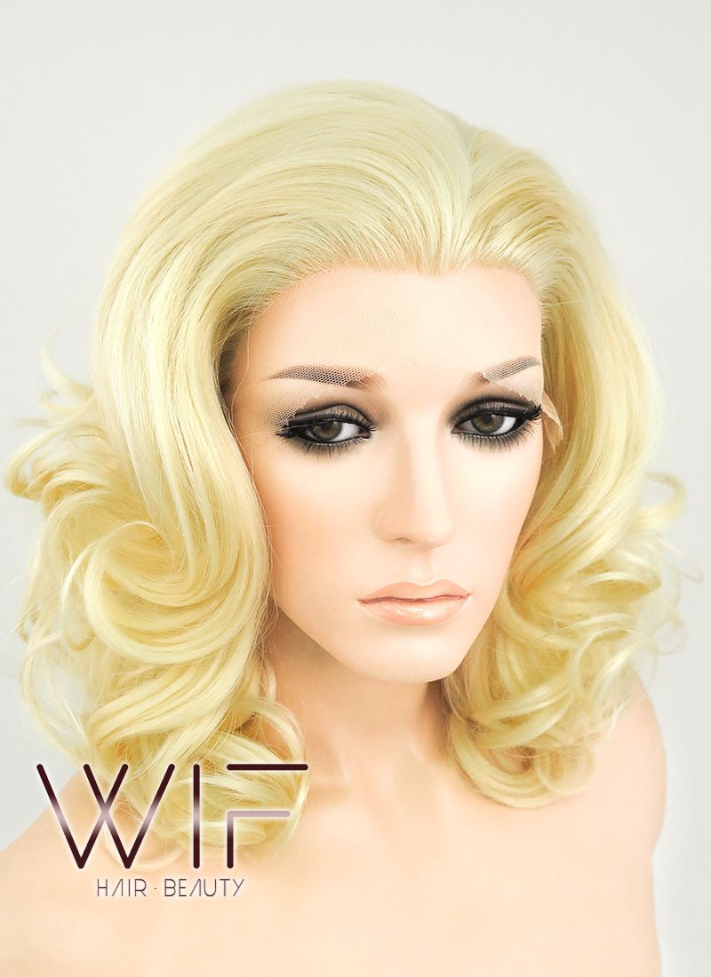 16" Wavy Golden Blonde Lace Front Synthetic Wig LF206