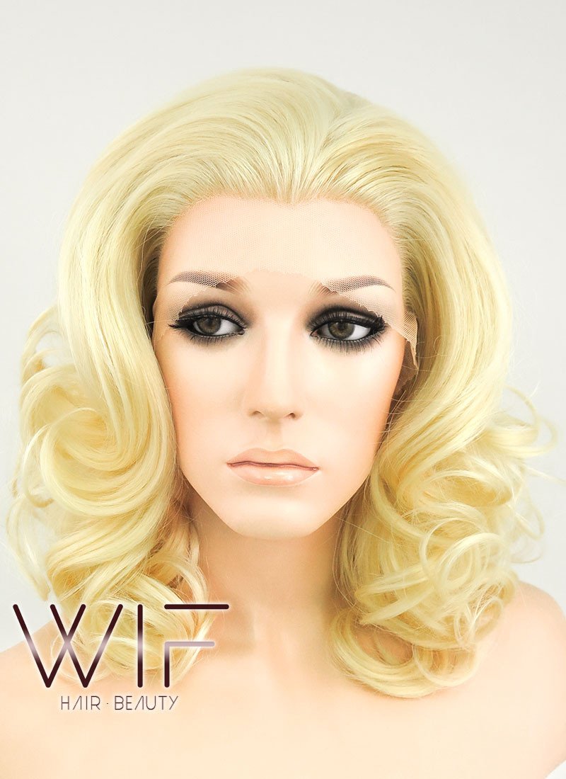 16" Wavy Golden Blonde Lace Front Synthetic Wig LF206