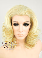 16" Wavy Golden Blonde Lace Front Synthetic Wig LF206