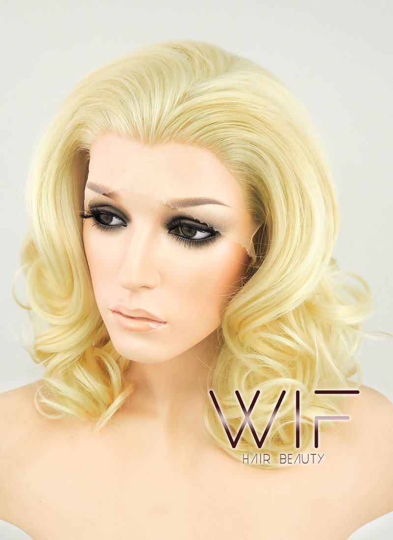 16" Wavy Golden Blonde Lace Front Synthetic Wig LF206