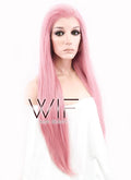 24" Straight Light Pink Lace Front Synthetic Wig LF238B