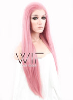 24" Straight Light Pink Lace Front Synthetic Wig LF238B