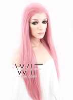 24" Straight Light Pink Lace Front Synthetic Wig LF238B