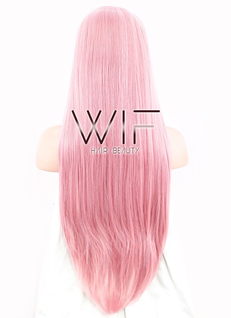24" Straight Light Pink Lace Front Synthetic Wig LF238B