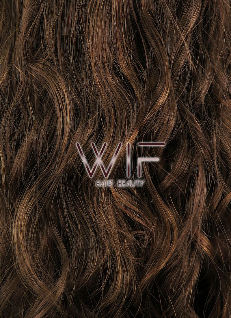 26" Spiral Curly Brown Lace Front Synthetic Wig LF243