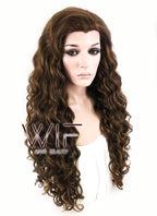 26" Spiral Curly Brown Lace Front Synthetic Wig LF243