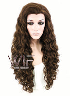 26" Spiral Curly Brown Lace Front Synthetic Wig LF243