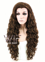 26" Spiral Curly Brown Lace Front Synthetic Wig LF243