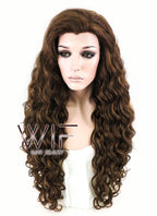 26" Spiral Curly Brown Lace Front Synthetic Wig LF243