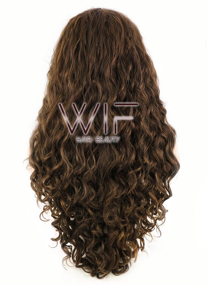26" Spiral Curly Brown Lace Front Synthetic Wig LF243