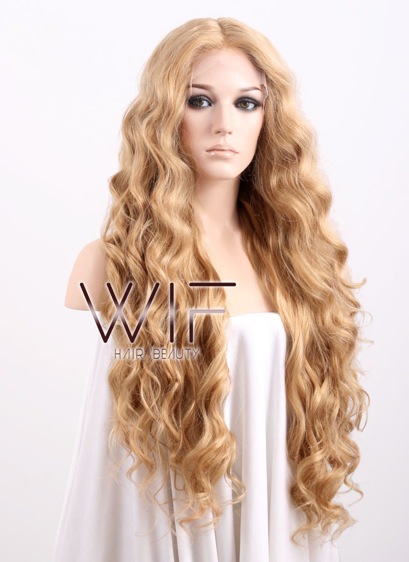 26" Long Curly Golden Blonde Lace Front Wig Inspired by Beyoncé Knowles