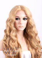26" Long Curly Golden Blonde Lace Front Synthetic Wig