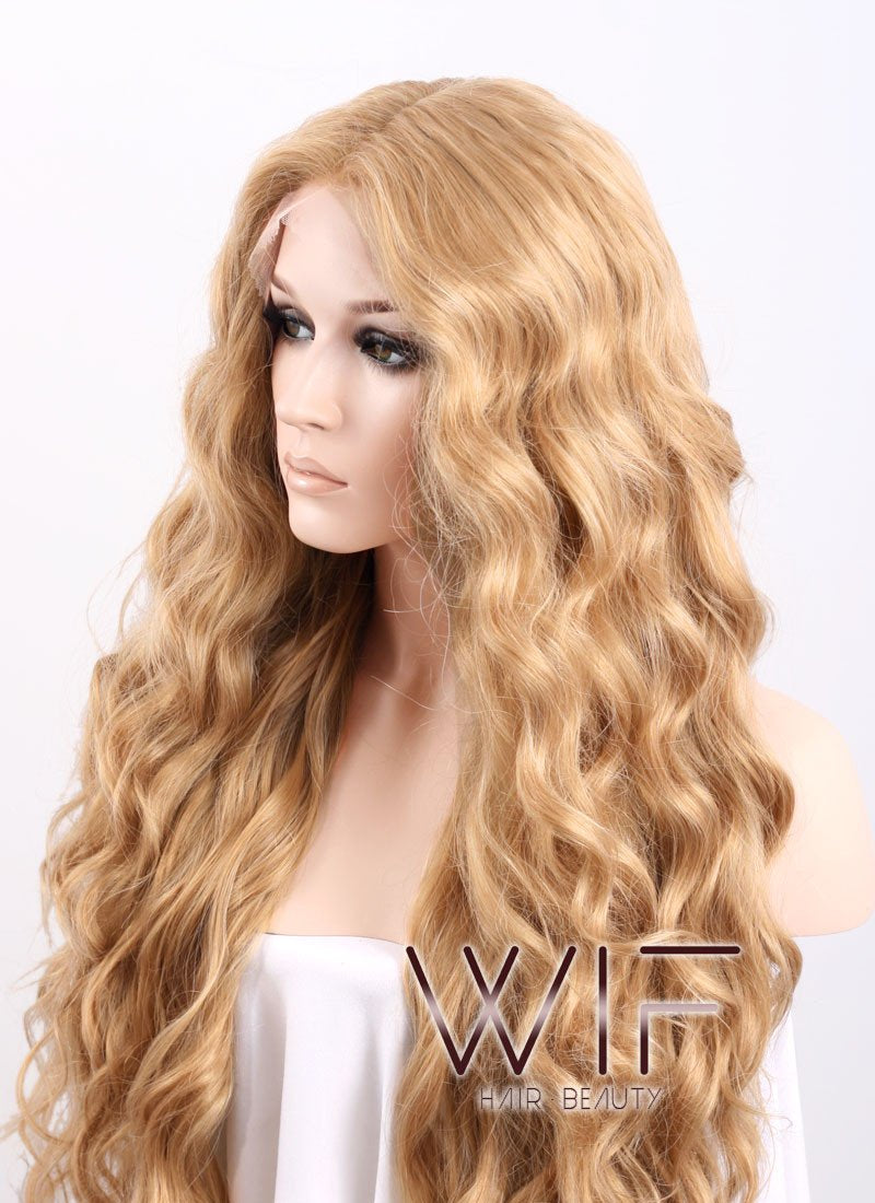 26" Long Curly Golden Blonde Lace Front Synthetic Wig