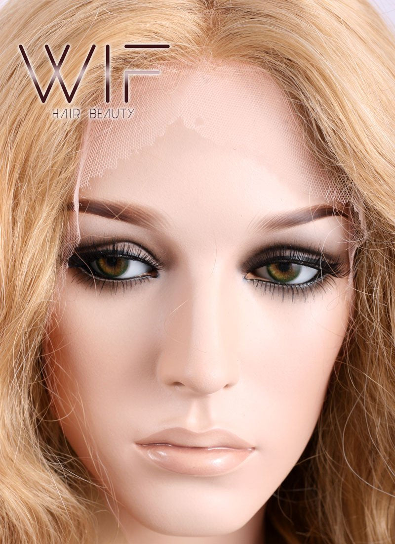 26" Long Curly Golden Blonde Lace Front Synthetic Wig