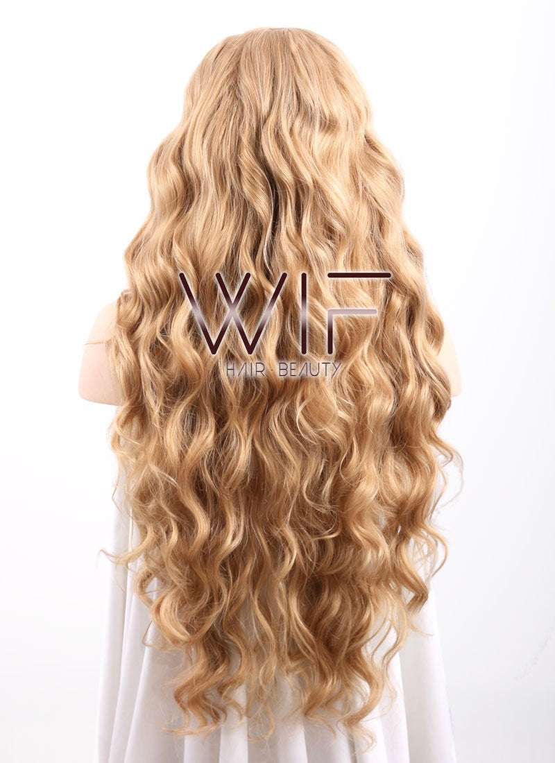 26" Long Curly Golden Blonde Lace Front Synthetic Wig