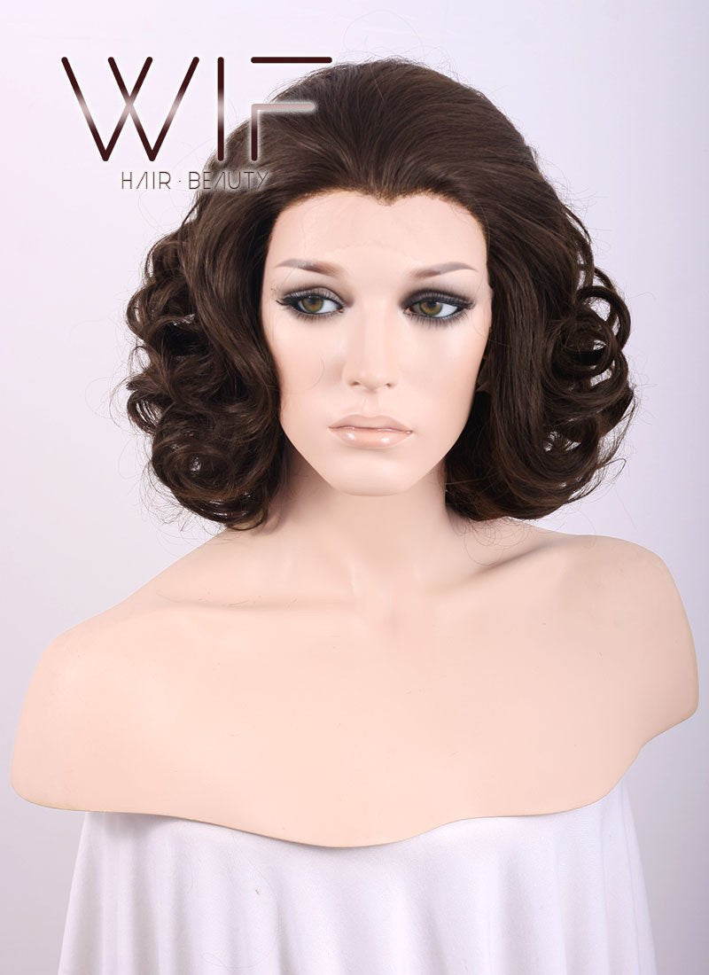 10" Wavy Mixed Dark Brown Lace Front Synthetic Wig LF248